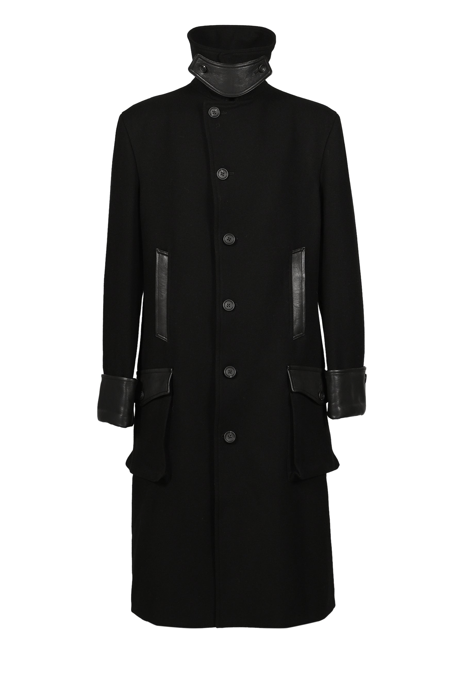 BELTED 6 BUTTON COAT / BLK