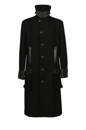 BELTED 6 BUTTON COAT / BLK