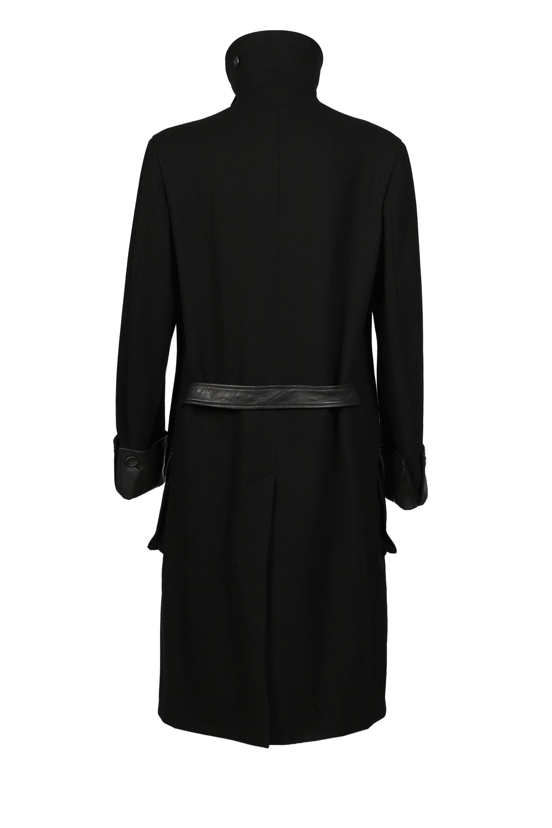 BELTED 6 BUTTON COAT / BLK