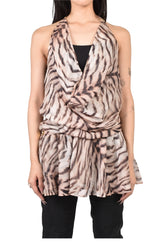 LIGHT GOLD TIGER-PRINT HALTER DRESS / BRW