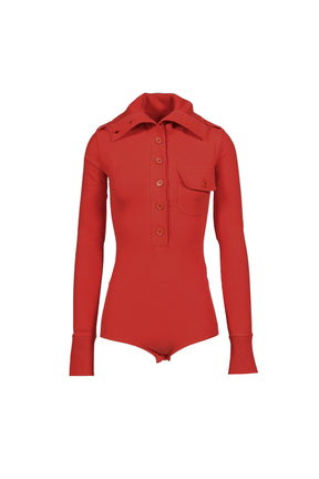 HIGH COLLAR BODYSUIT / RED