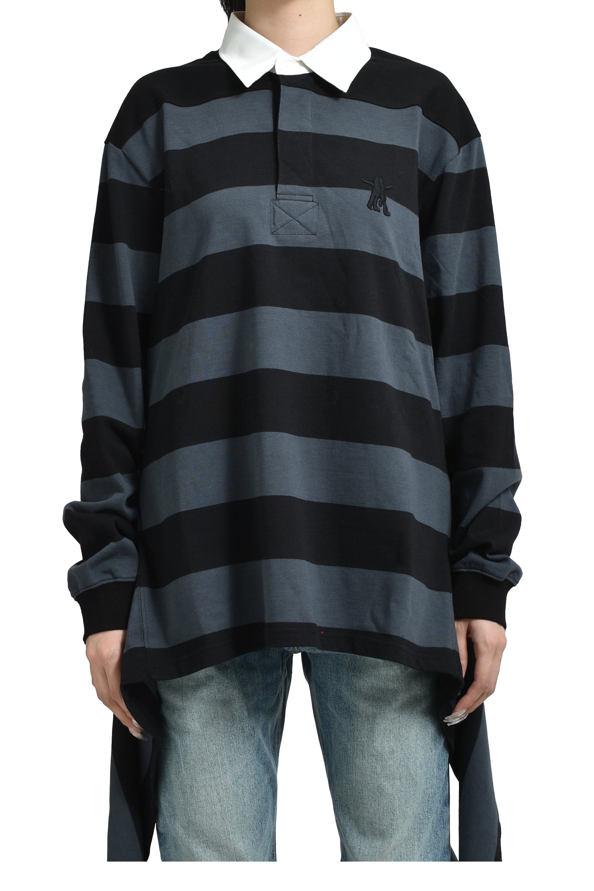 STRIPE TRIM RUGBY SHIRT / CHA