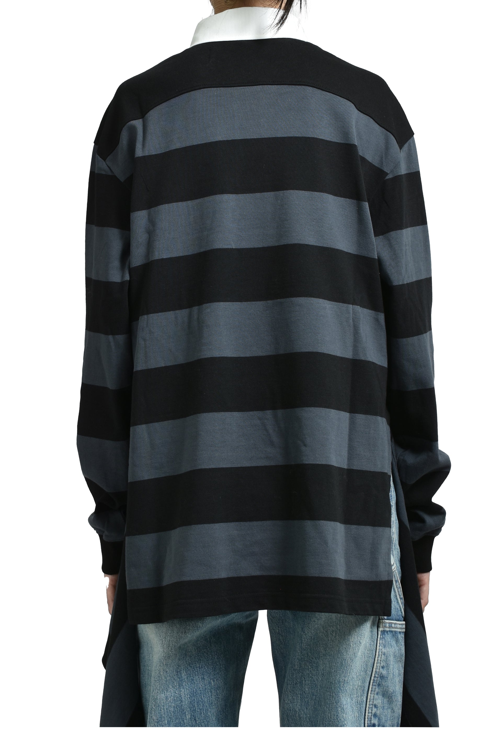 STRIPE TRIM RUGBY SHIRT / CHA