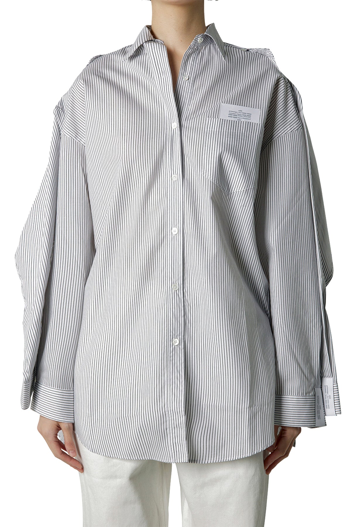 DOUBLE LAYERED SHIRTS - WHITE WITH GREY STRIPE / WHT