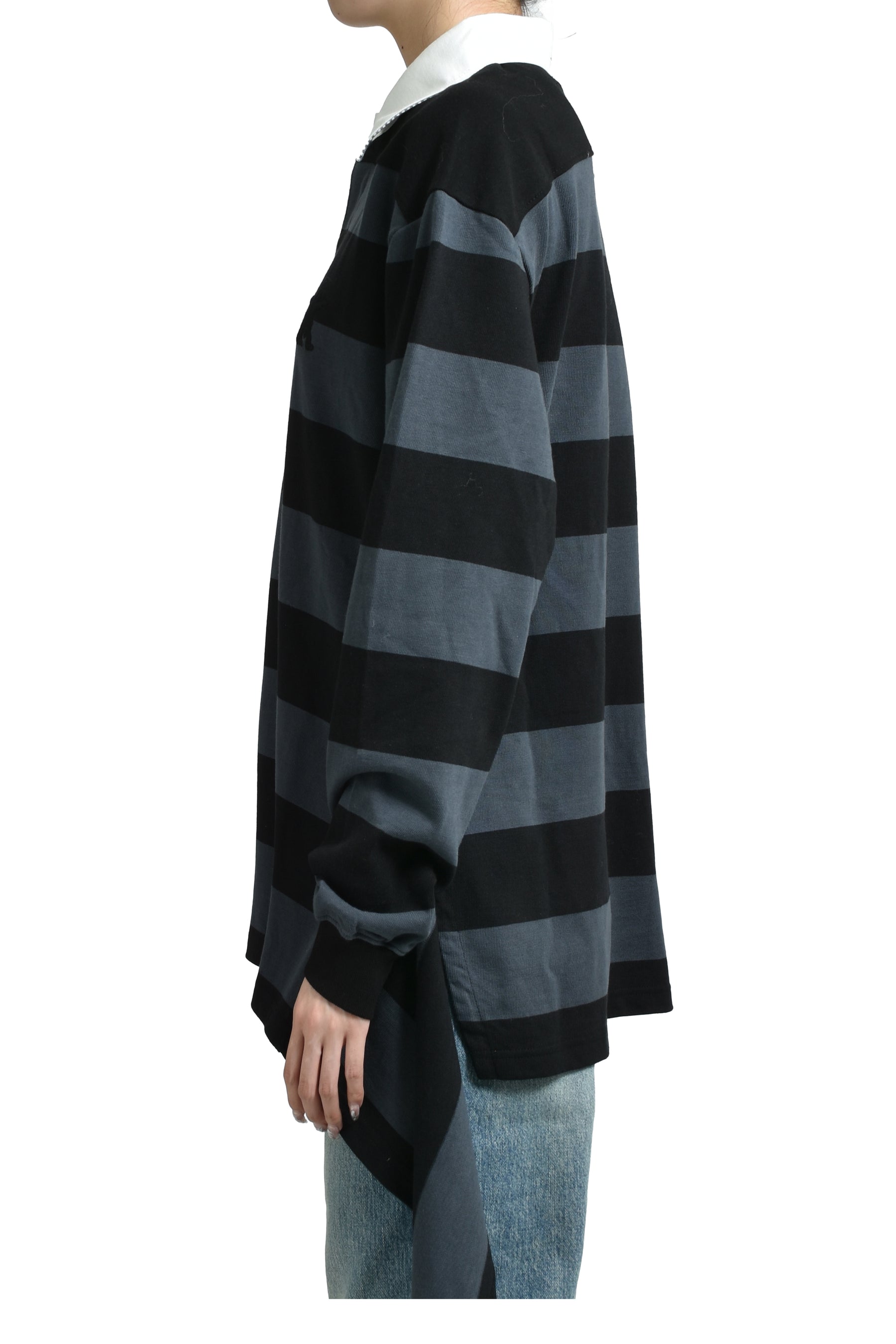 OPEN YY オープン ワイワイ FW25 STRIPE TRIM RUGBY SHIRT / CHA