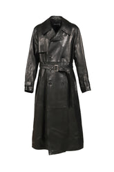 LEATHER TRENCH COAT / BLK