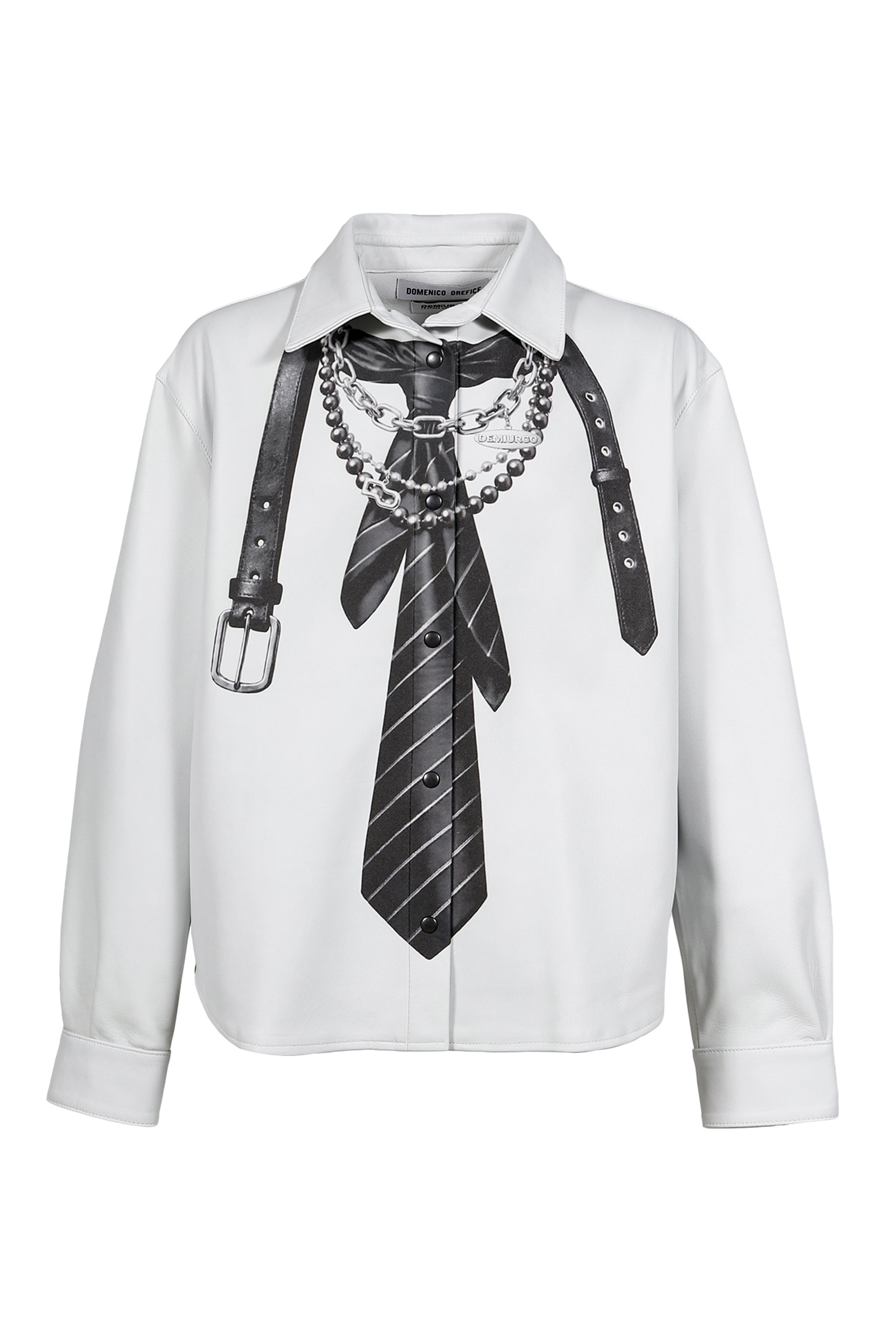 TIE PRINT LEATHER SHIRT DO X DEMIURGO / WHT