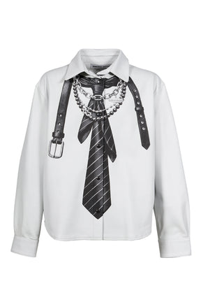 TIE PRINT LEATHER SHIRT DO X DEMIURGO / WHT