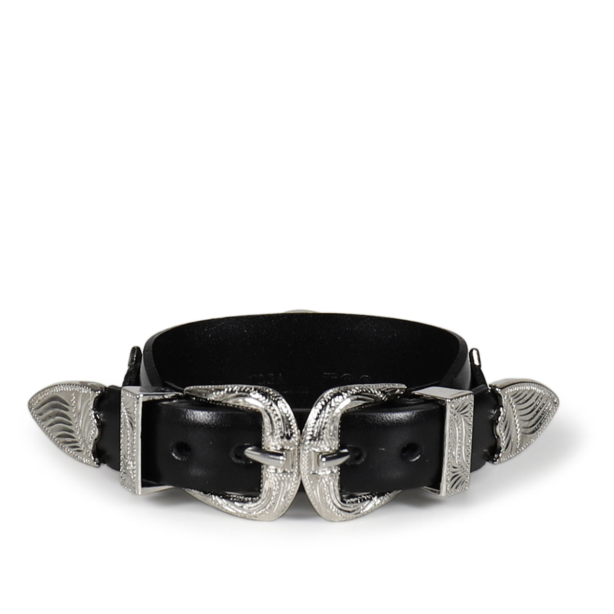 TOGA TOO トーガ SS26 DOUBLE BUCKLE CONCHO BANGLE / BLK - NUBIAN
