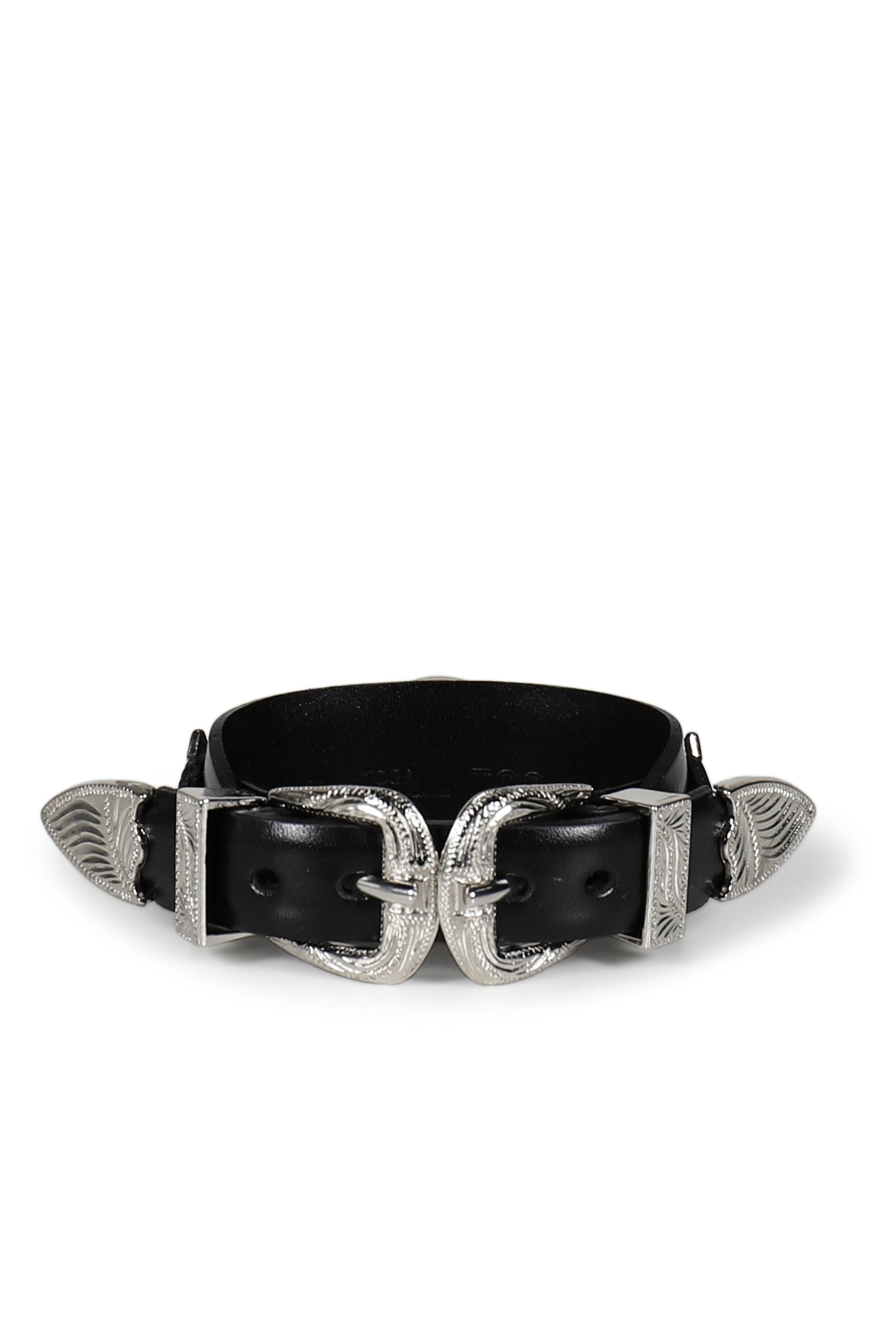 DOUBLE BUCKLE CONCHO BANGLE / BLK