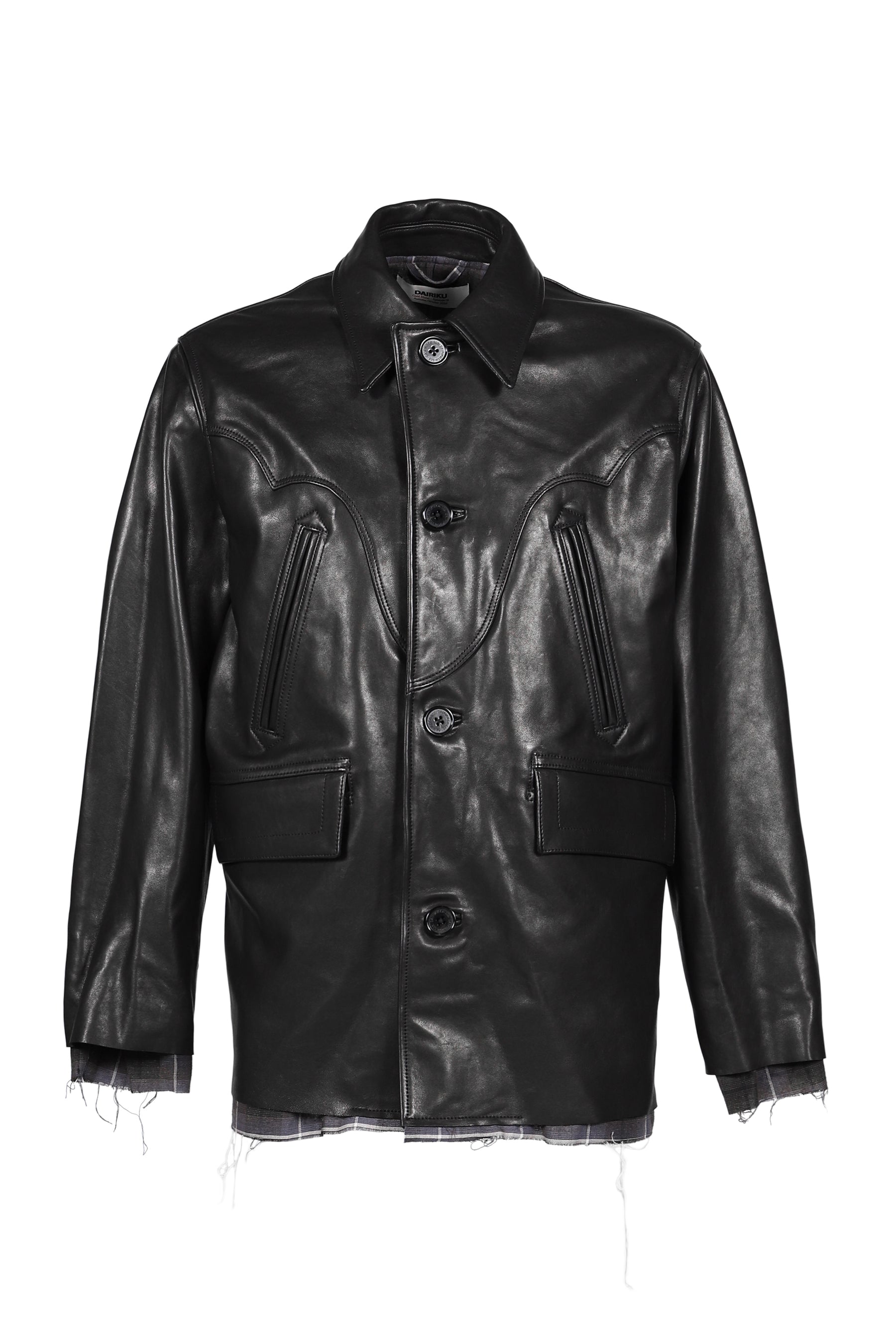 SHINIG COLLAR LEATHER JACKET / BLK