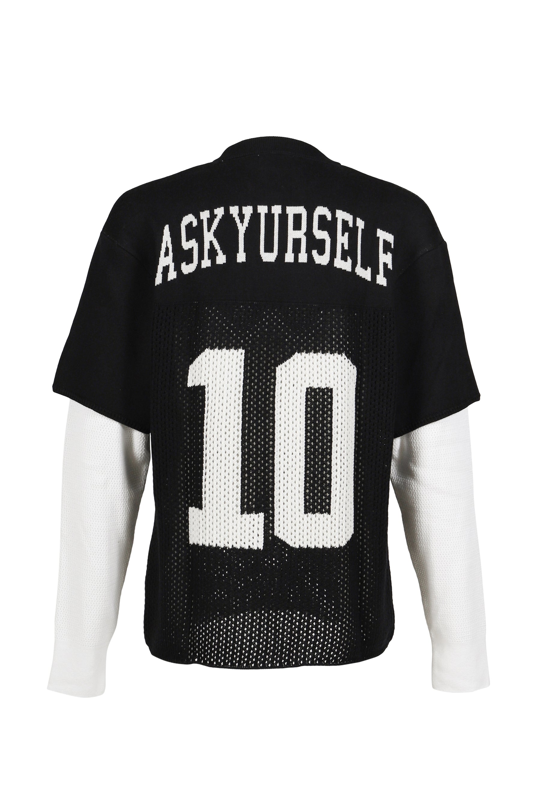 LAYERED KNIT MESH JERSEY / BLK/WHT 
