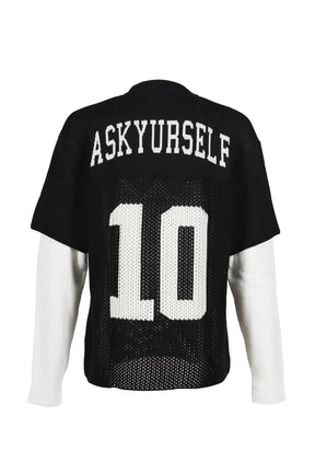 LAYERED KNIT MESH JERSEY / BLK/WHT 