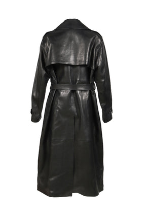 LEATHER TRENCH COAT / BLK