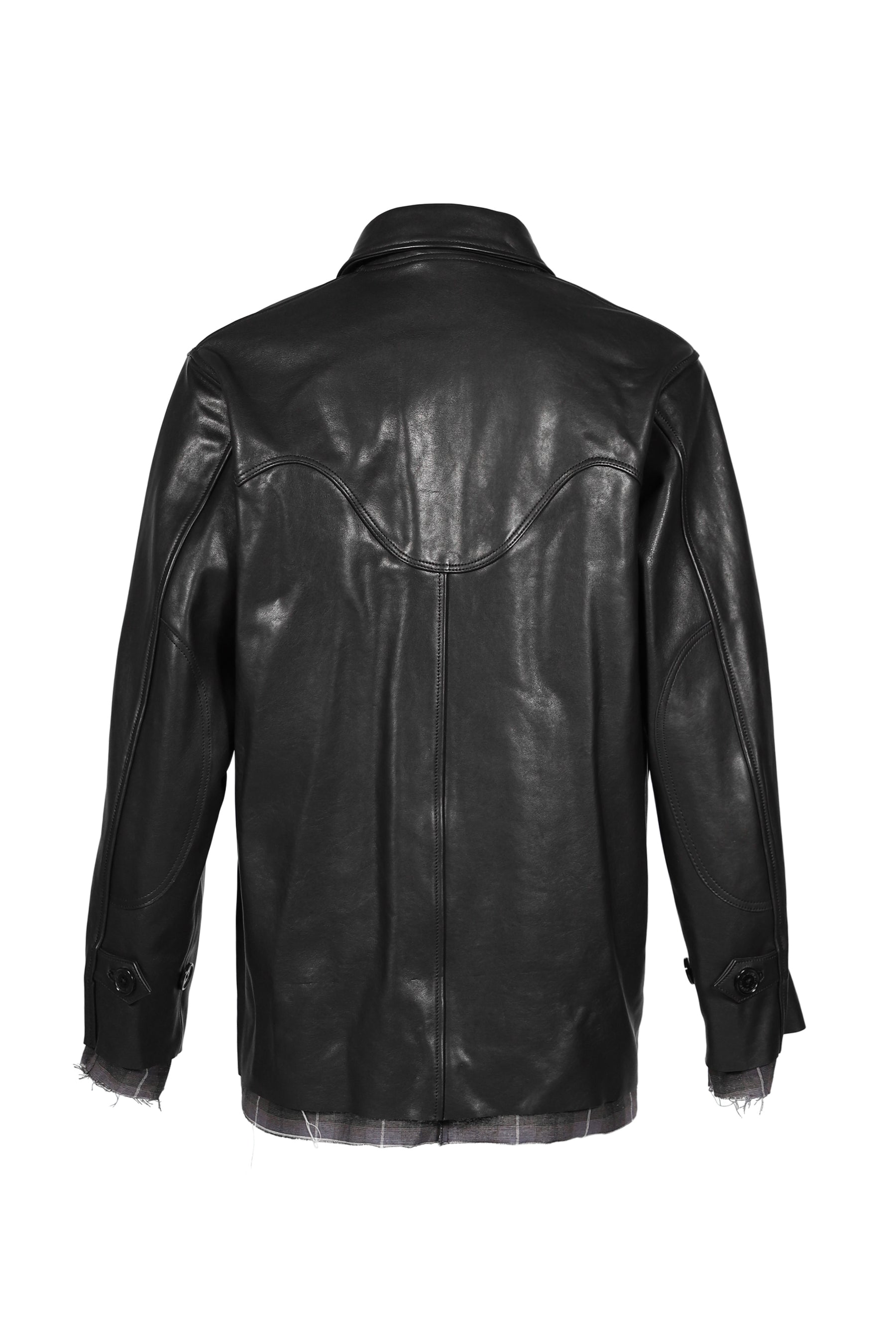 SHINIG COLLAR LEATHER JACKET / BLK