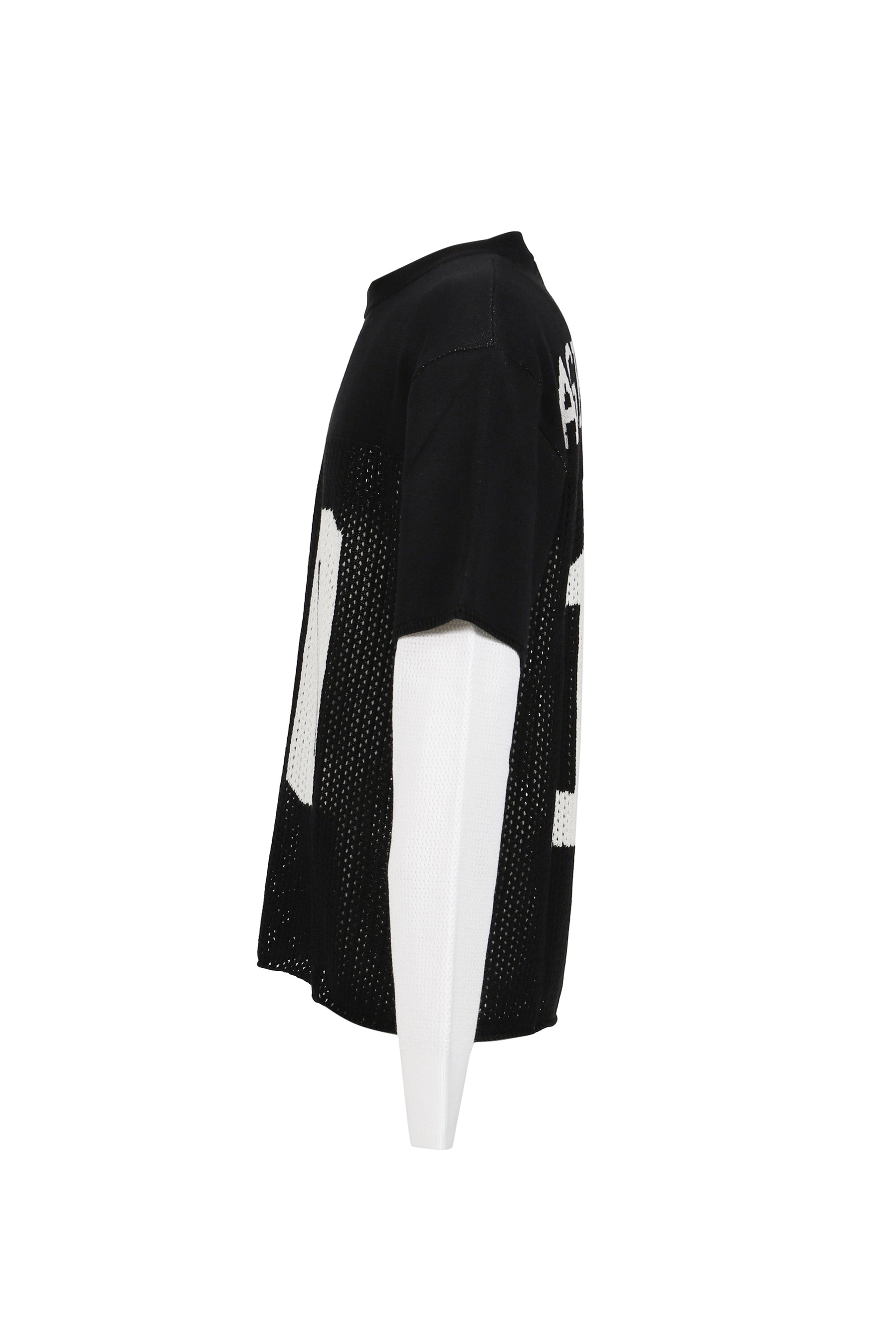 LAYERED KNIT MESH JERSEY / BLK/WHT 