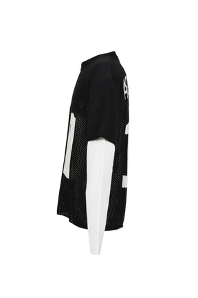 LAYERED KNIT MESH JERSEY / BLK/WHT 