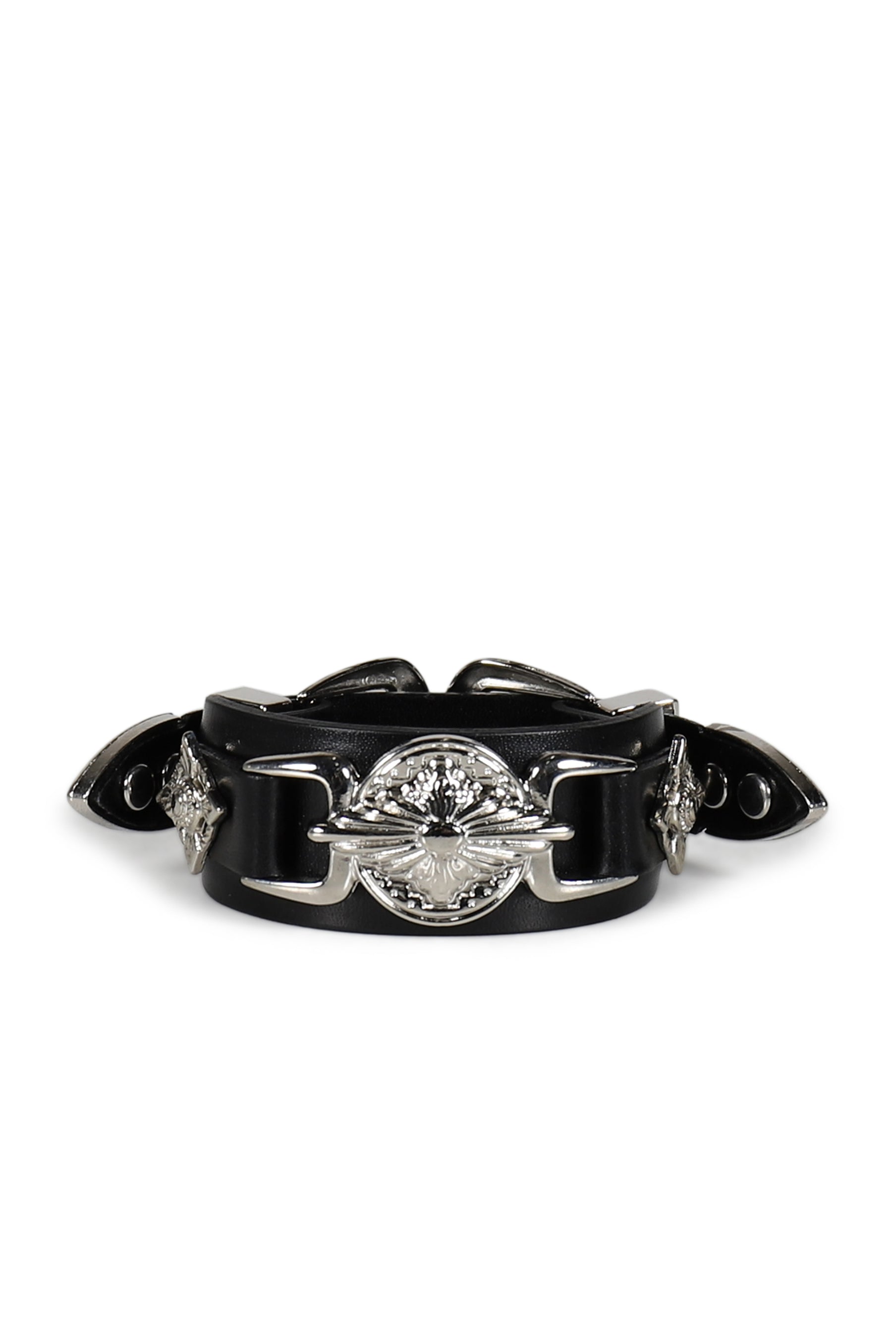 DOUBLE BUCKLE CONCHO BANGLE / BLK