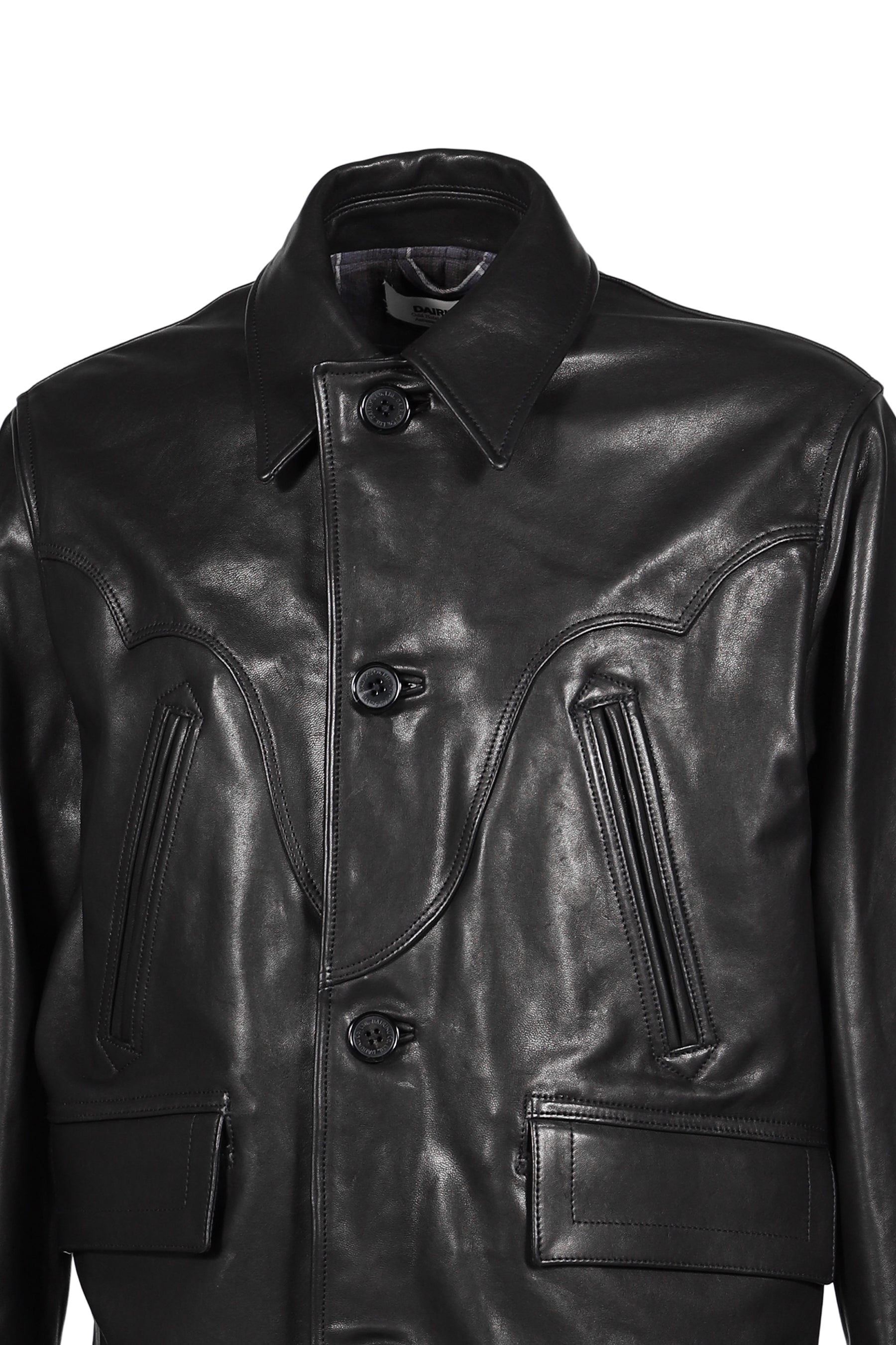 SHINIG COLLAR LEATHER JACKET / BLK