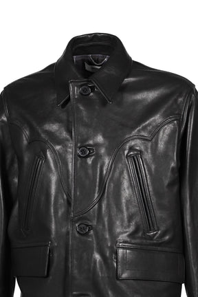 SHINIG COLLAR LEATHER JACKET / BLK