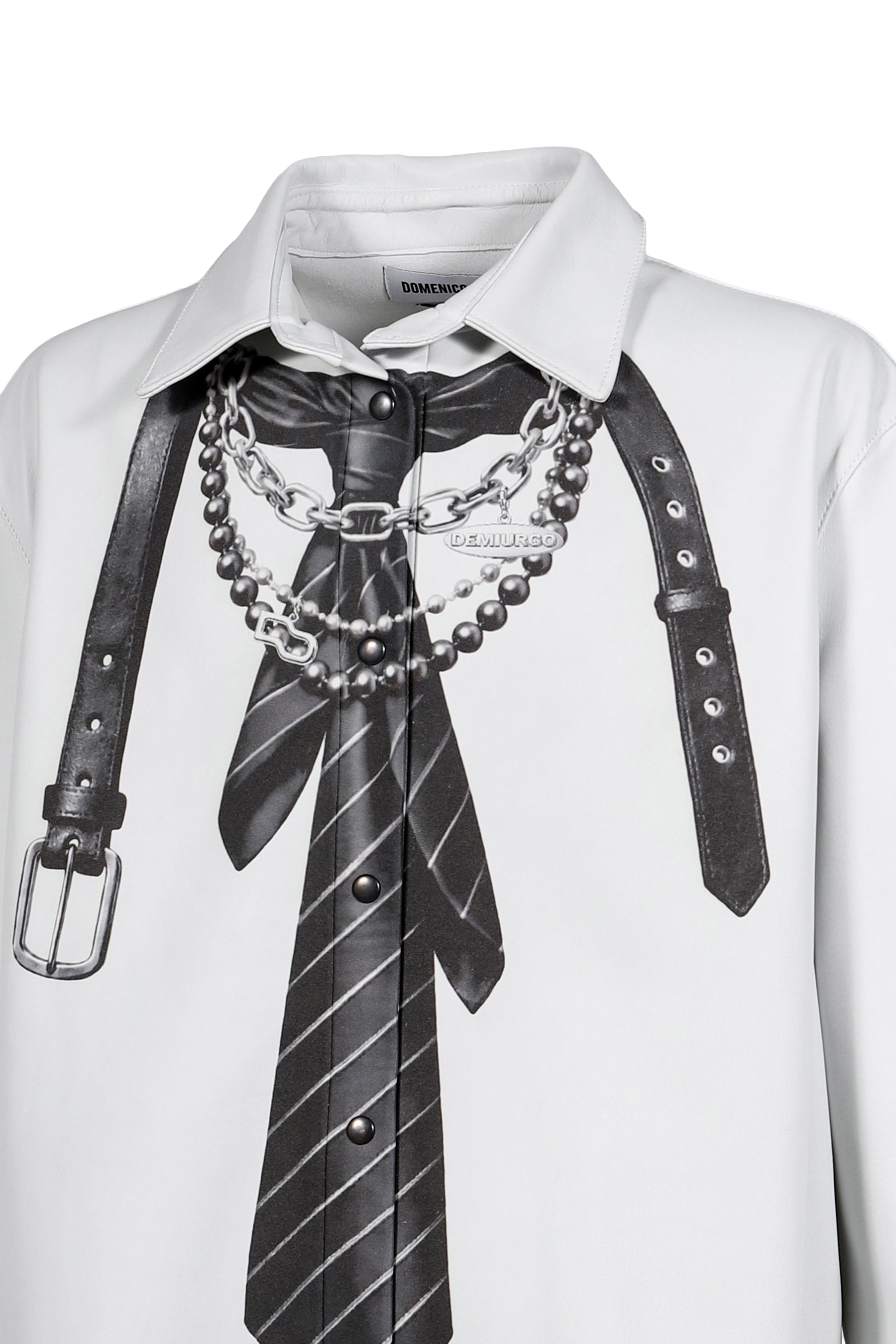 TIE PRINT LEATHER SHIRT DO X DEMIURGO / WHT
