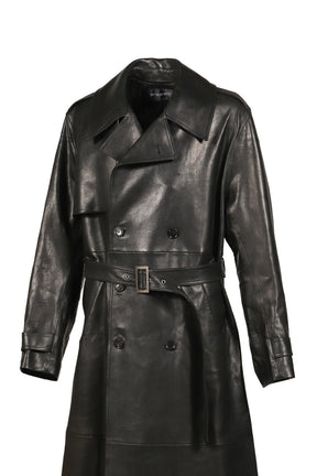 LEATHER TRENCH COAT / BLK