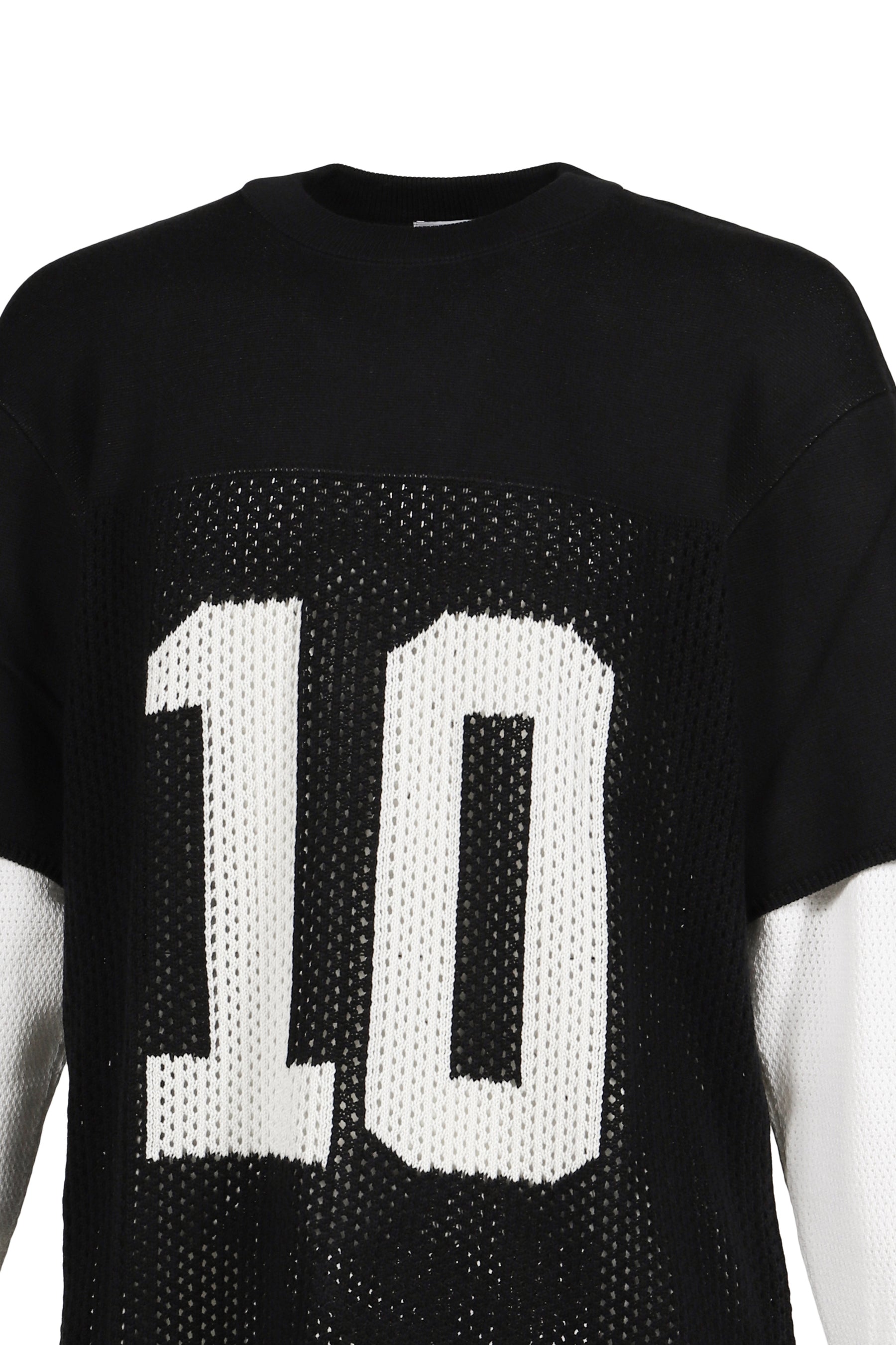 LAYERED KNIT MESH JERSEY / BLK/WHT 