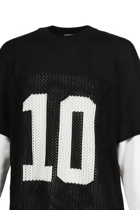 LAYERED KNIT MESH JERSEY / BLK/WHT 