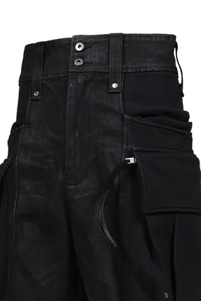 COMBAT SHORT JERSEY & DENIM / BLK BLK