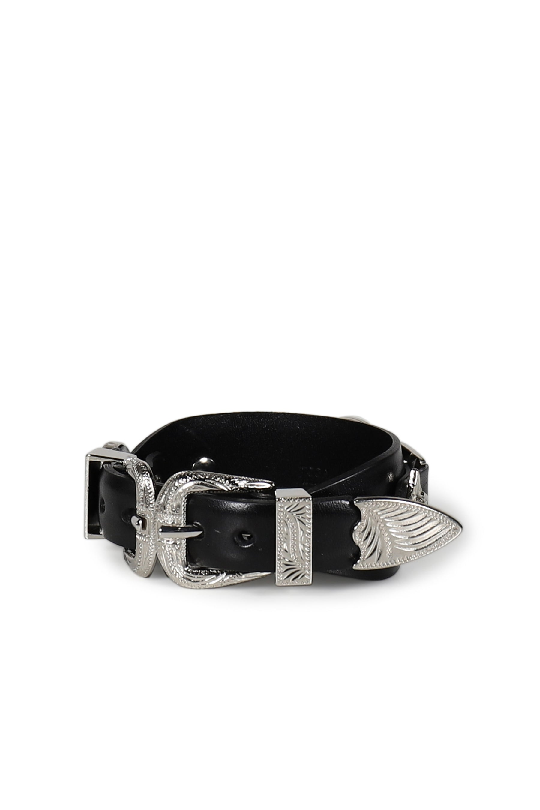 DOUBLE BUCKLE CONCHO BANGLE / BLK