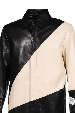 LEATHER BLOCK SHIRT / MAGPIE
