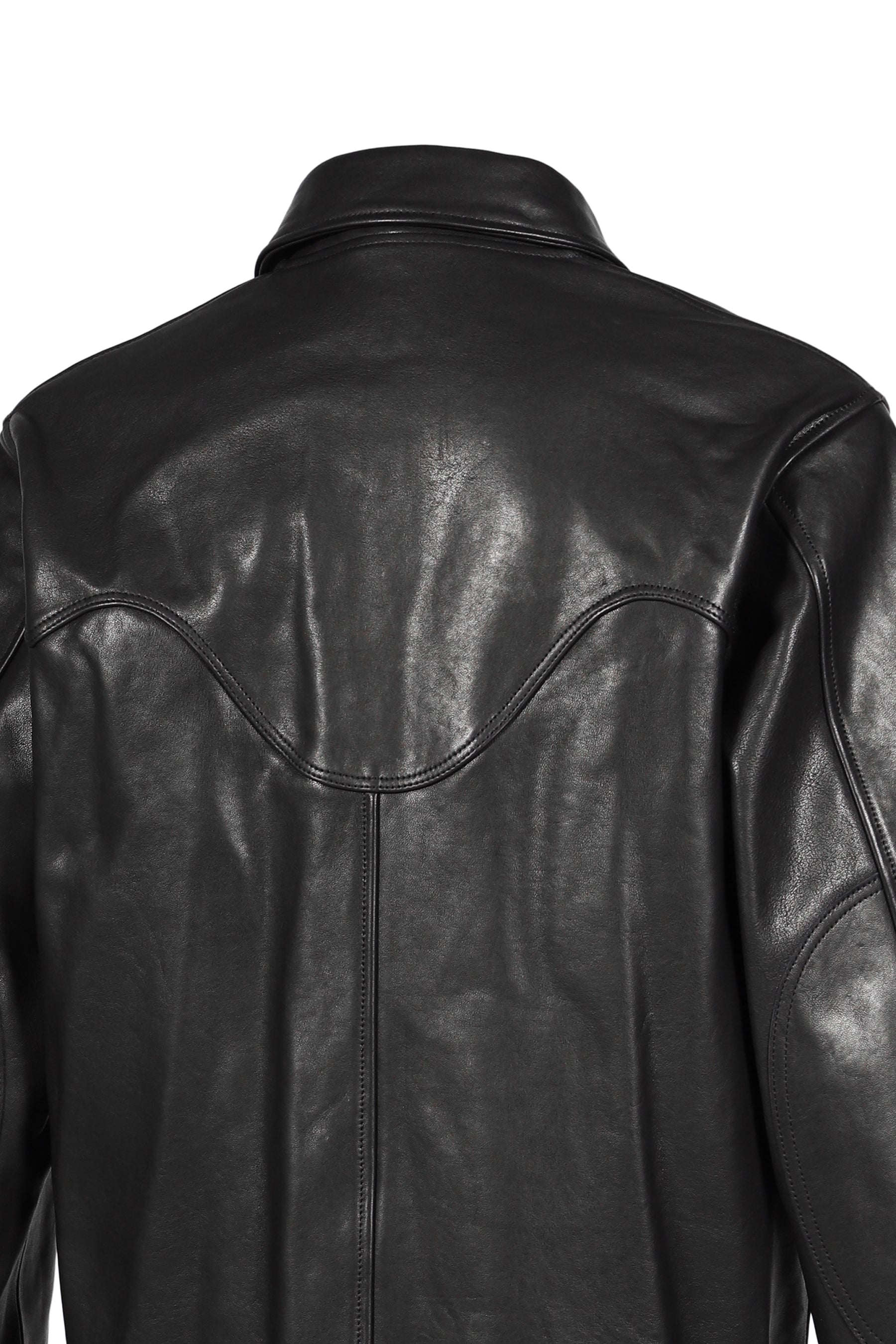 SHINIG COLLAR LEATHER JACKET / BLK