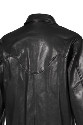 SHINIG COLLAR LEATHER JACKET / BLK