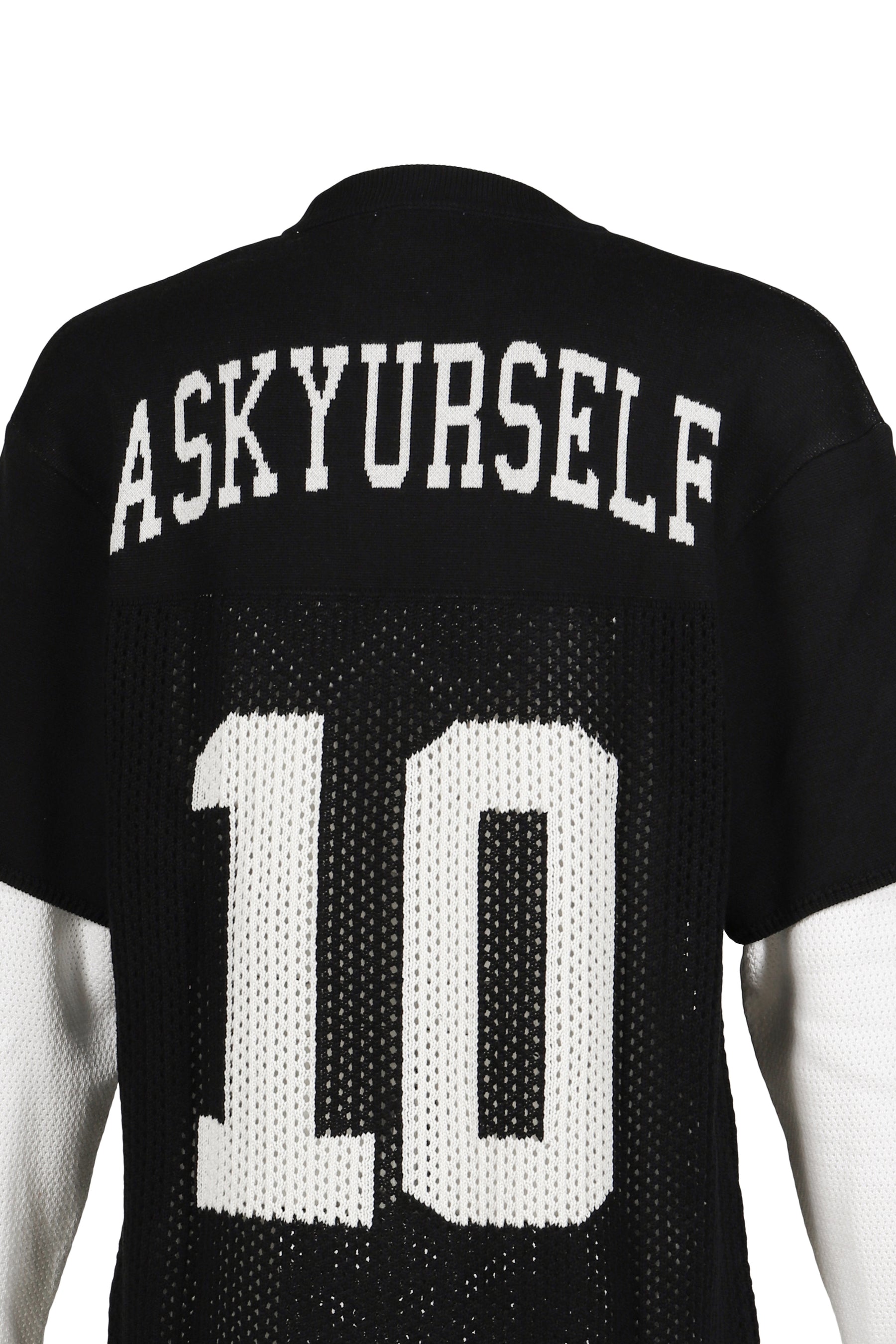 LAYERED KNIT MESH JERSEY / BLK/WHT 