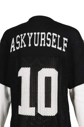 LAYERED KNIT MESH JERSEY / BLK/WHT 