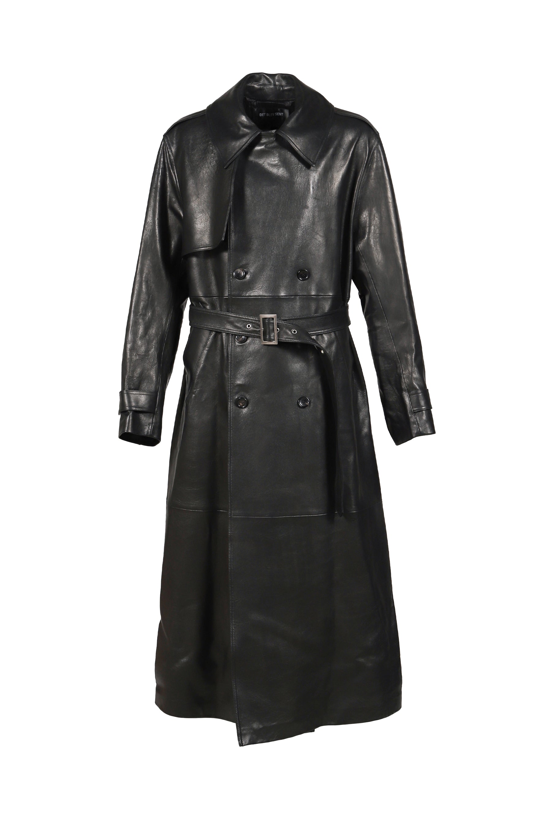 LEATHER TRENCH COAT / BLK
