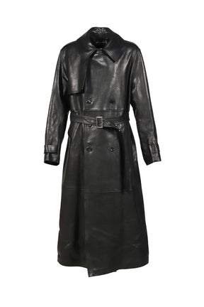 LEATHER TRENCH COAT / BLK