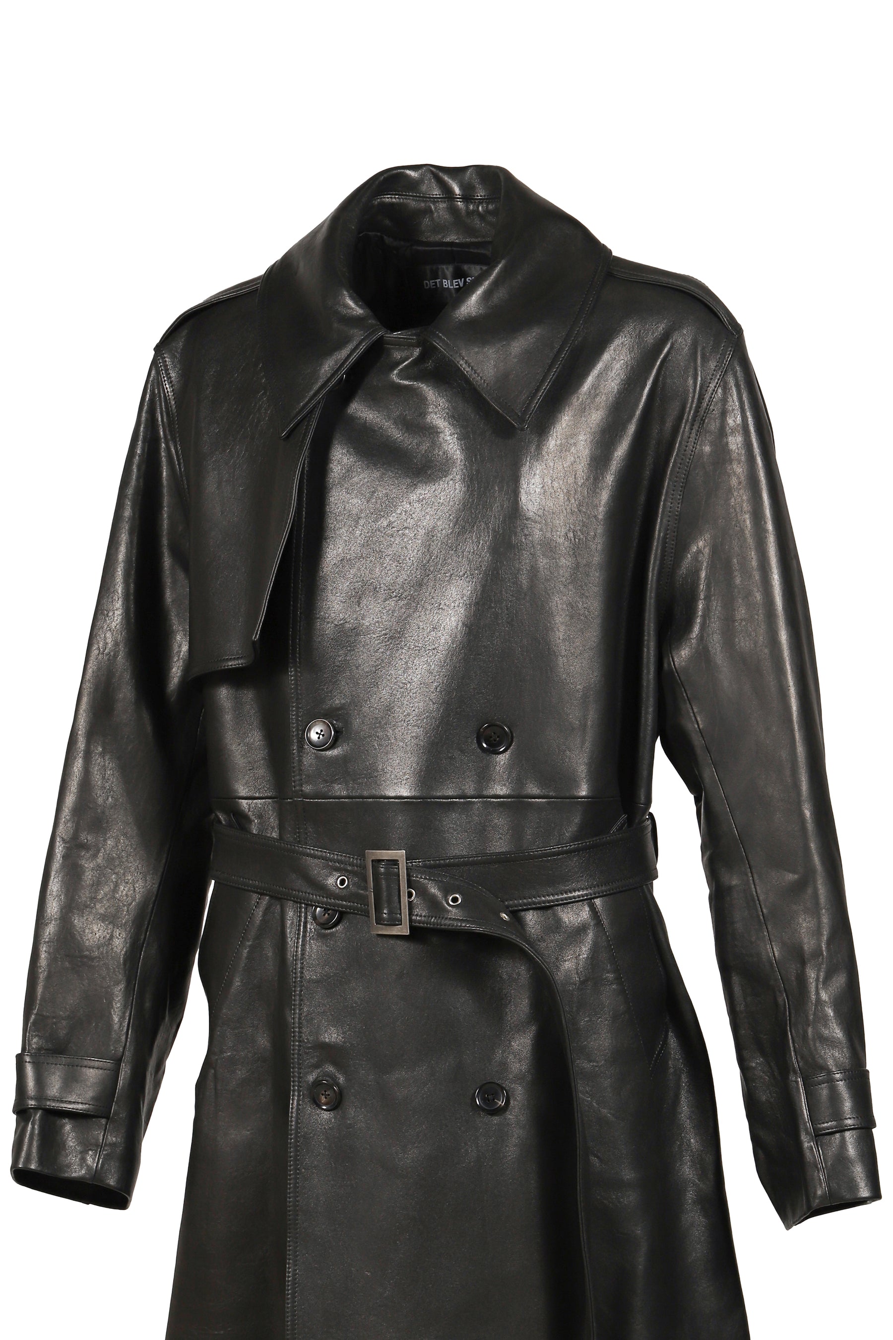 LEATHER TRENCH COAT / BLK