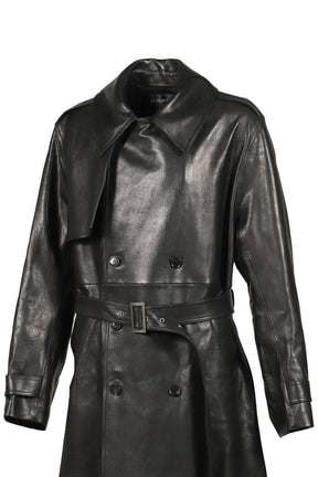 LEATHER TRENCH COAT / BLK