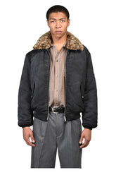 FUZZY LEO COLLAR BOMBER / BLK