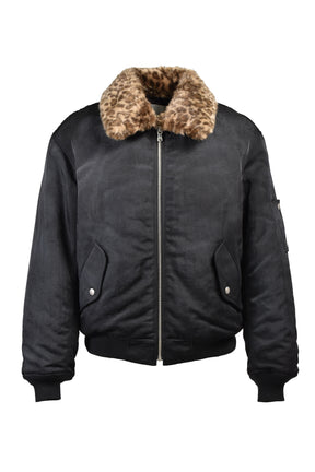 FUZZY LEO COLLAR BOMBER / BLK