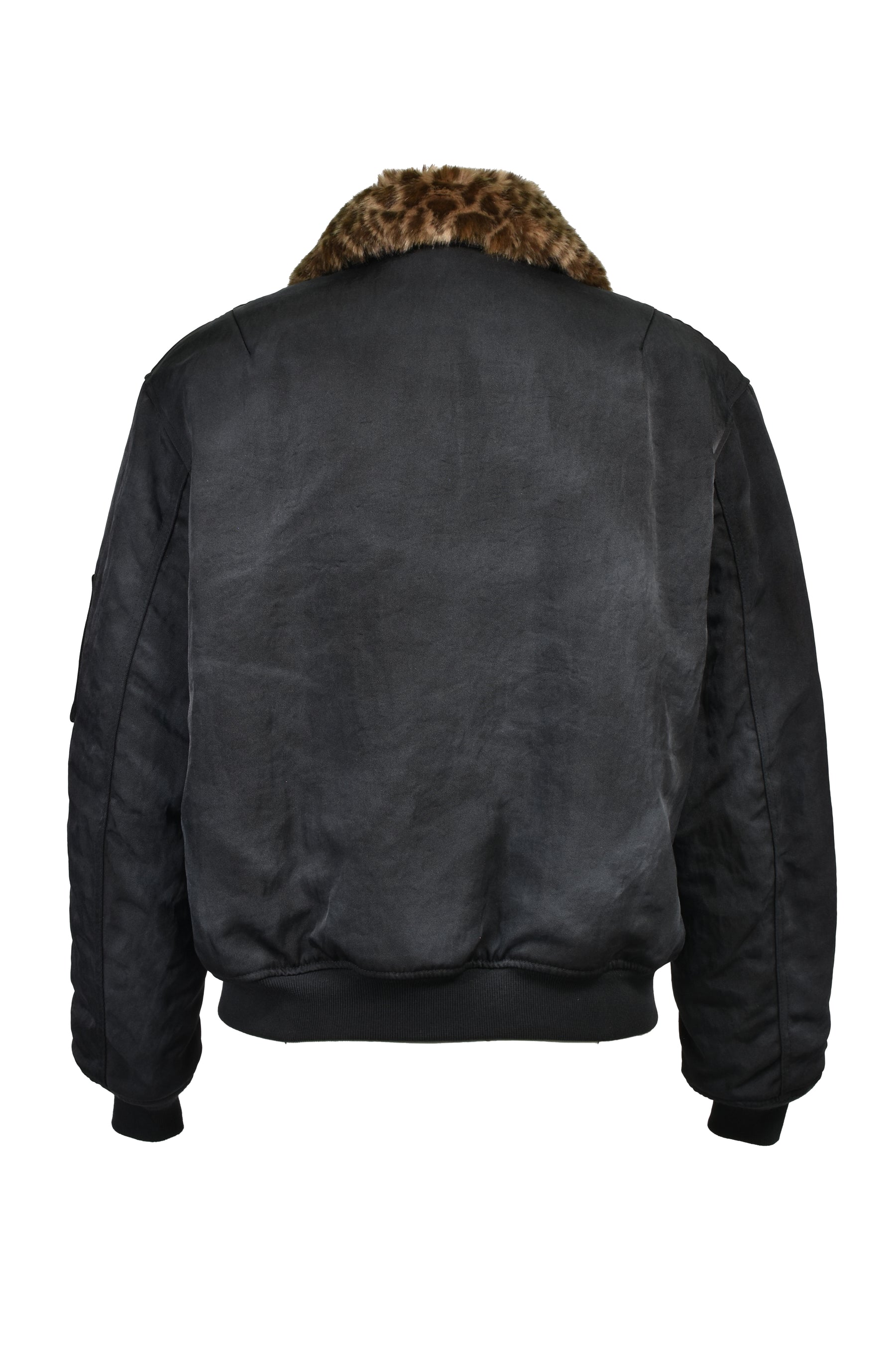 FUZZY LEO COLLAR BOMBER / BLK
