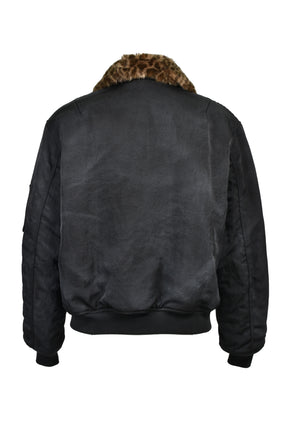 FUZZY LEO COLLAR BOMBER / BLK