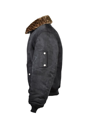 FUZZY LEO COLLAR BOMBER / BLK