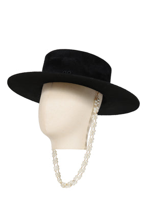 DOUBLE CHAIN STRAP CANOTIER HAT / BLK
