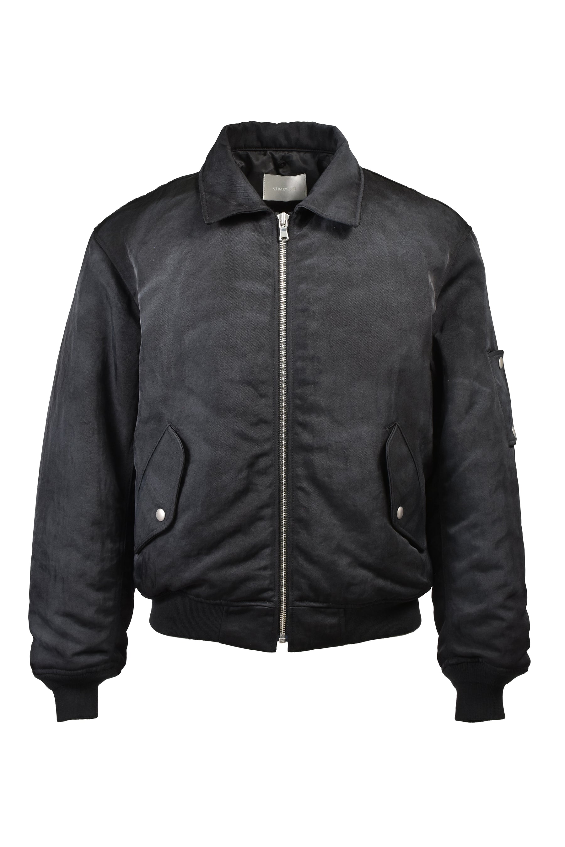 FUZZY LEO COLLAR BOMBER / BLK