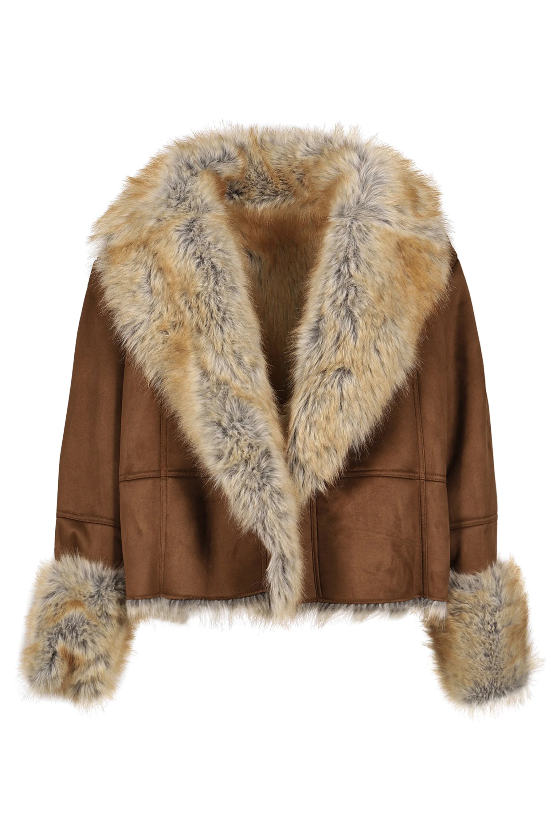 FUR TRIM COAT / BRW