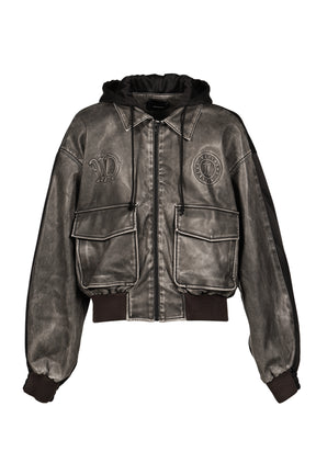 BLACK HYBRID WASHED FAUX LEATHER JACKET / BLK