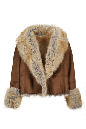 FUR TRIM COAT / BRW