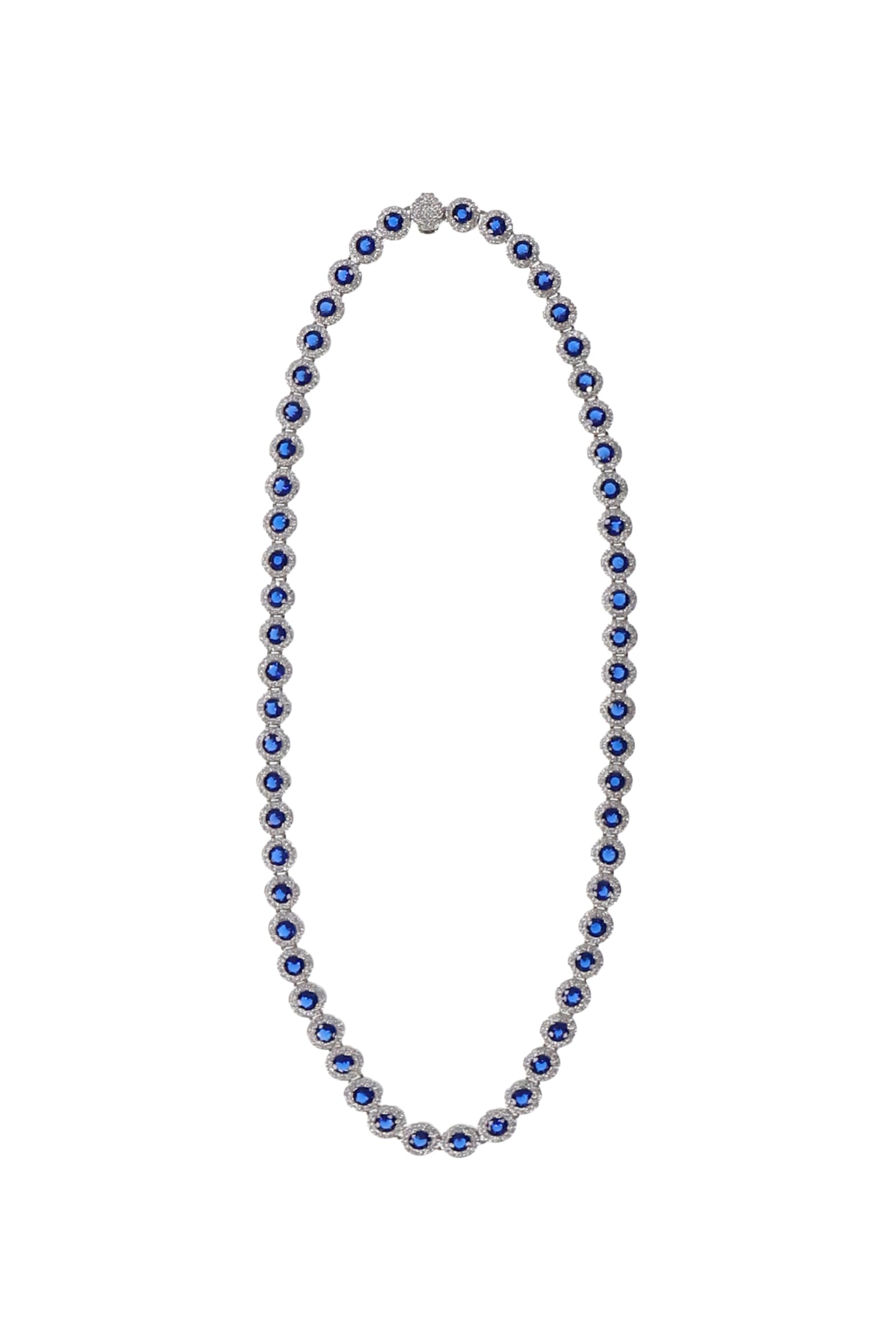 BLUE HALO TENNIS NECKLACE  / BLUE